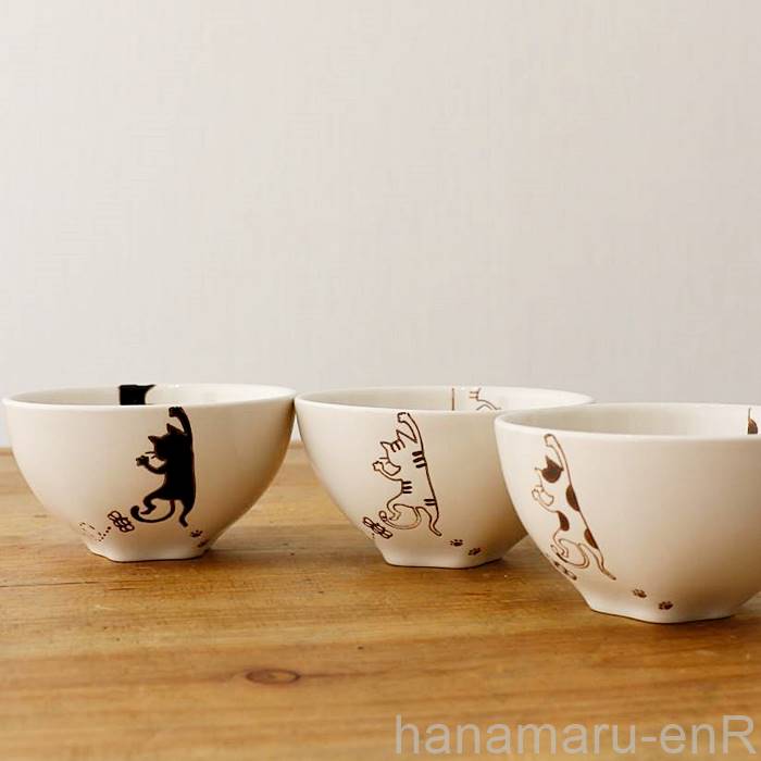 波佐見焼 茶碗 肉球 菊祥 ぶら下がり猫 | お茶碗 ご飯茶碗 ボウル ねこ 猫 ぶらさがりネコ 猫柄